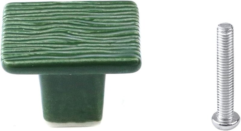 FarBoat 6pcs 1.1-Inch Square Ceramic Drawer Knobs Wave Pattern Cabinet Pulls Handles for Cupboard Dresser Closet Furniture Hardware (Green) - Image 2